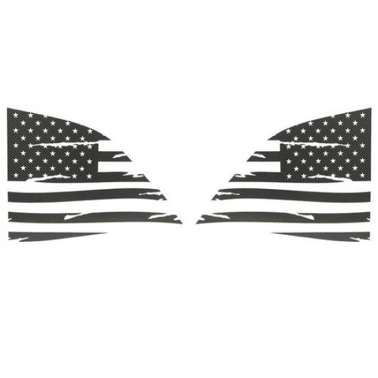 Rear Window Sticker Trim Decals for Dodge Challenger 2008+ USA Flag Carbon Fiber