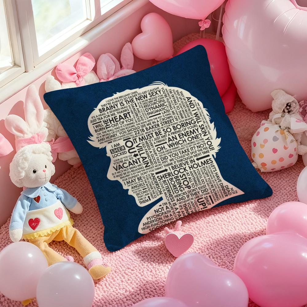 TV S-Sherlock H-Holmes Classic Cushion Cover Pattern Printed Pillowcase for Living Room Sofa Cushion Cover & Bedroom Decor