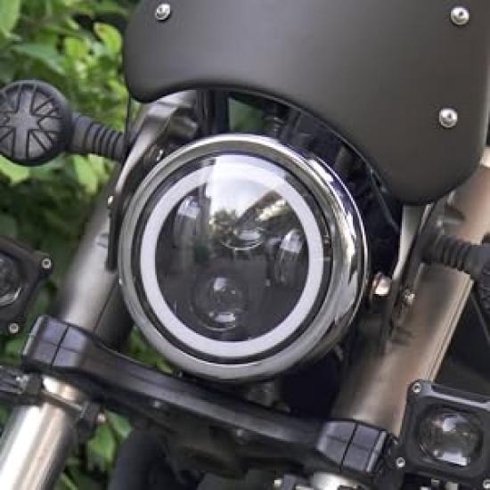 Motikvans Inch LED Motorcycle Headlight with White DRL Switching Motorcycle Headlight Compatible with Sportster 883nfxsbxl1200x xl1200n Round