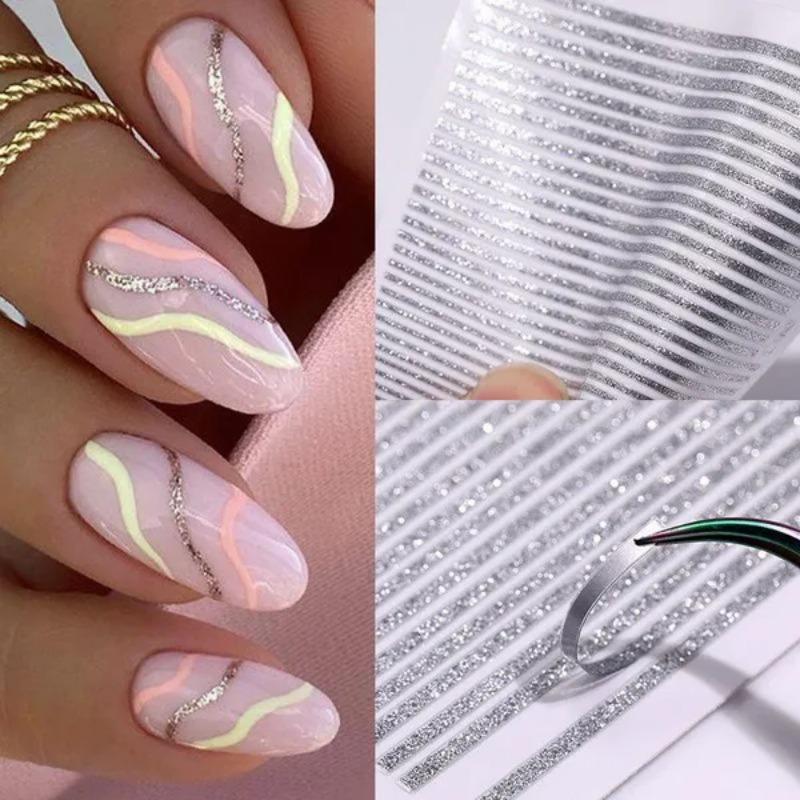 1 Sheet DIY Lines Nail Stickers Nails Art Manicure Decor Sticker Decal