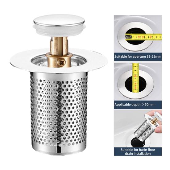 2 Stück Badezimmerwaschbecken-Abflussstopfen, 2-in-1 Pop-up Haarfänger mit Filter, Rostfreier Anti-Verstopfungs-Abflussabdeckung aus Edelstahl, Rostfreier Filterersatz
