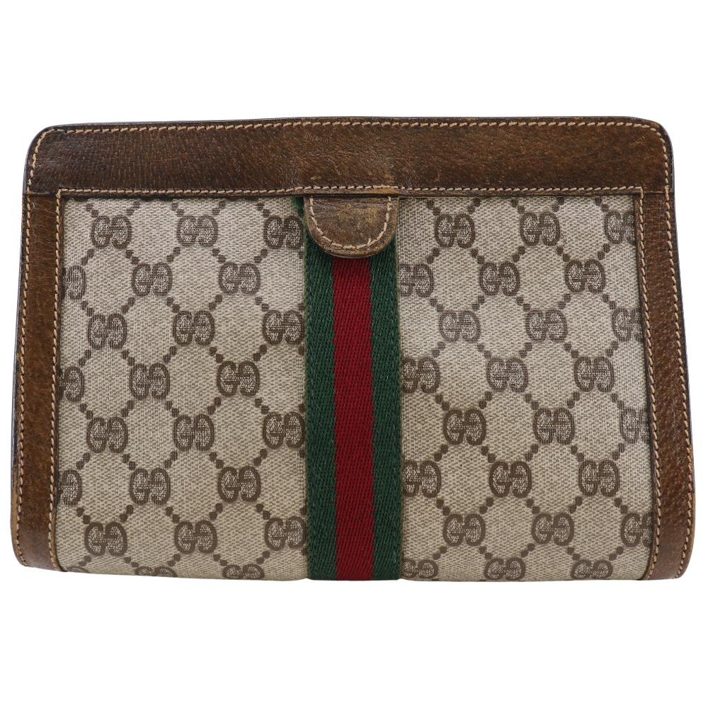 

GUCCI Old Gucci Pouch Sherry Brown GG Supreme Canvas unisex Used