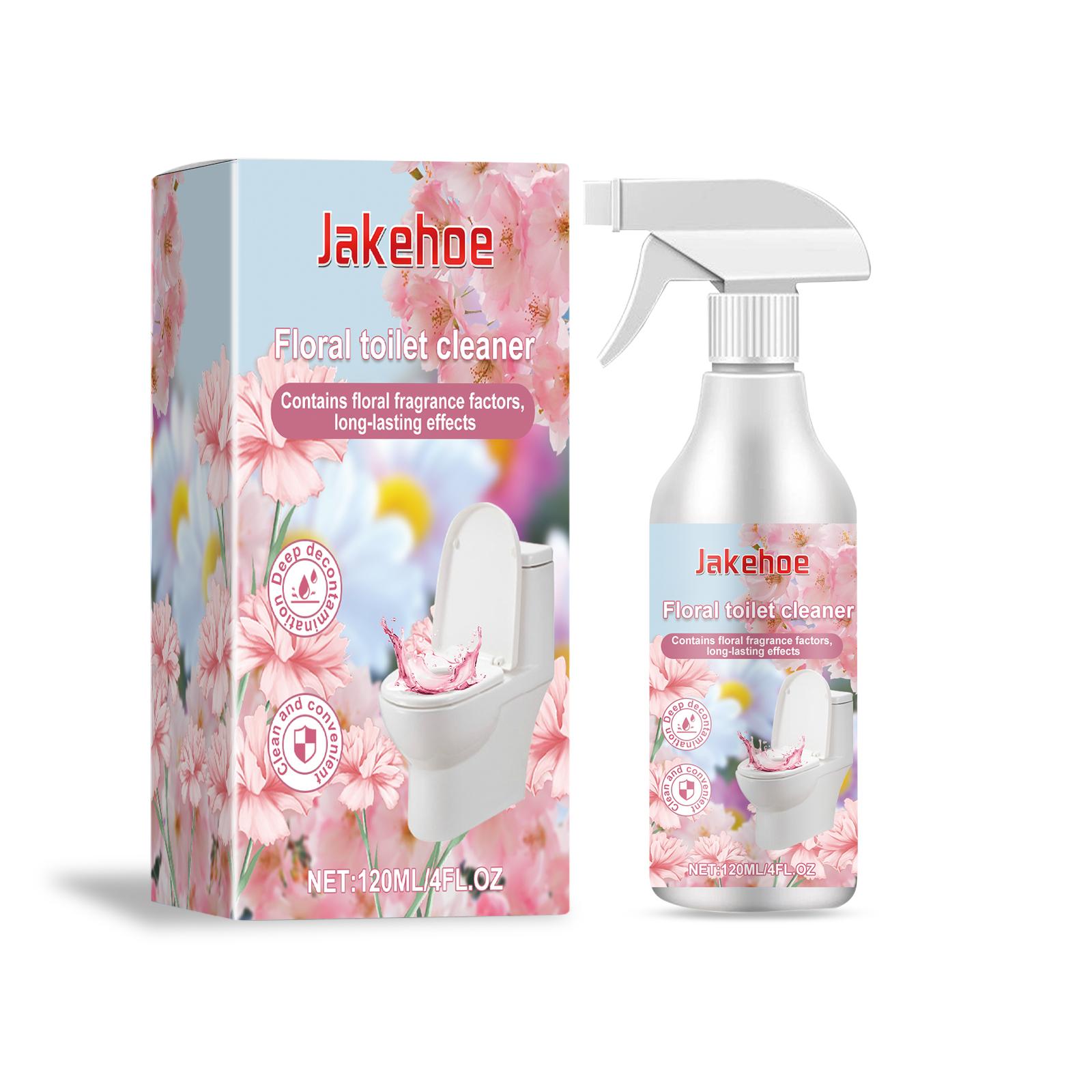 

Jakehoe Floral Scented Toilet Cleaner 120ml: Highly effective for cleaning toilets and bathrooms, removing stains and odors.