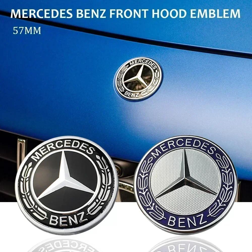 Car for Mercedes benz AMG 1PCS 57mm Wreath Flat Bonnet Badge Emblem for Mercedes Benz W124 W140 W163 W202 W203 W204 W208 XT3