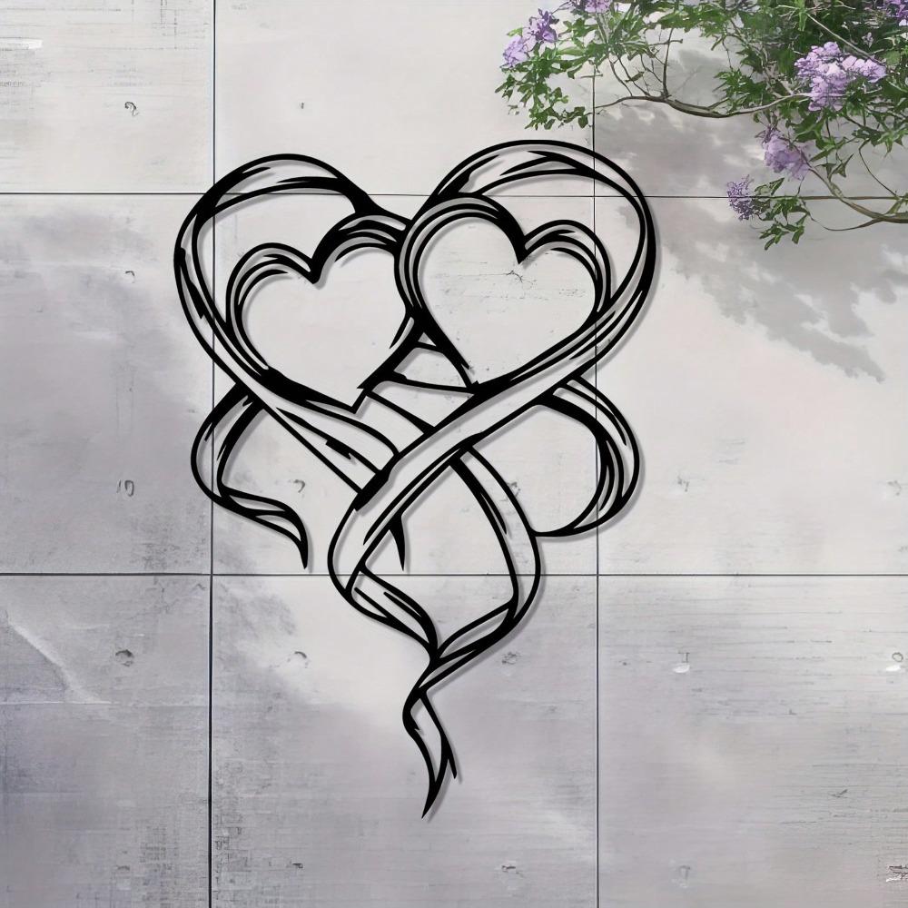 Heart Shaped Interwoven Ring Metal Wall Decor Minimalist Romantic Iron Sculpture Valentine Wedding Gift Living Room Art