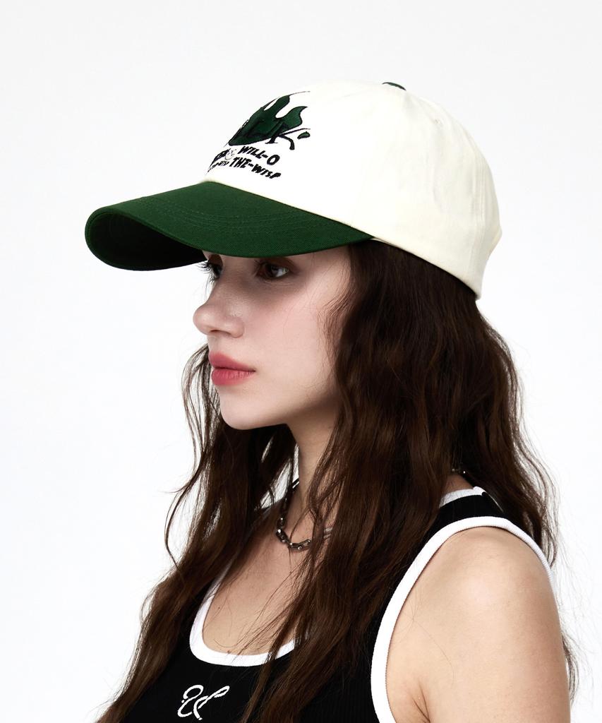 ULUK Will O' The Wisp Embroidered Cotton Color Block Ball Cap_Green