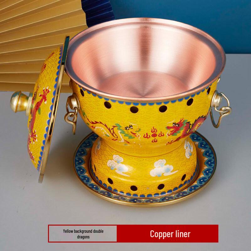 Cloisonné Single-Person Thickened Copper Hotpot with Alcohol Stove