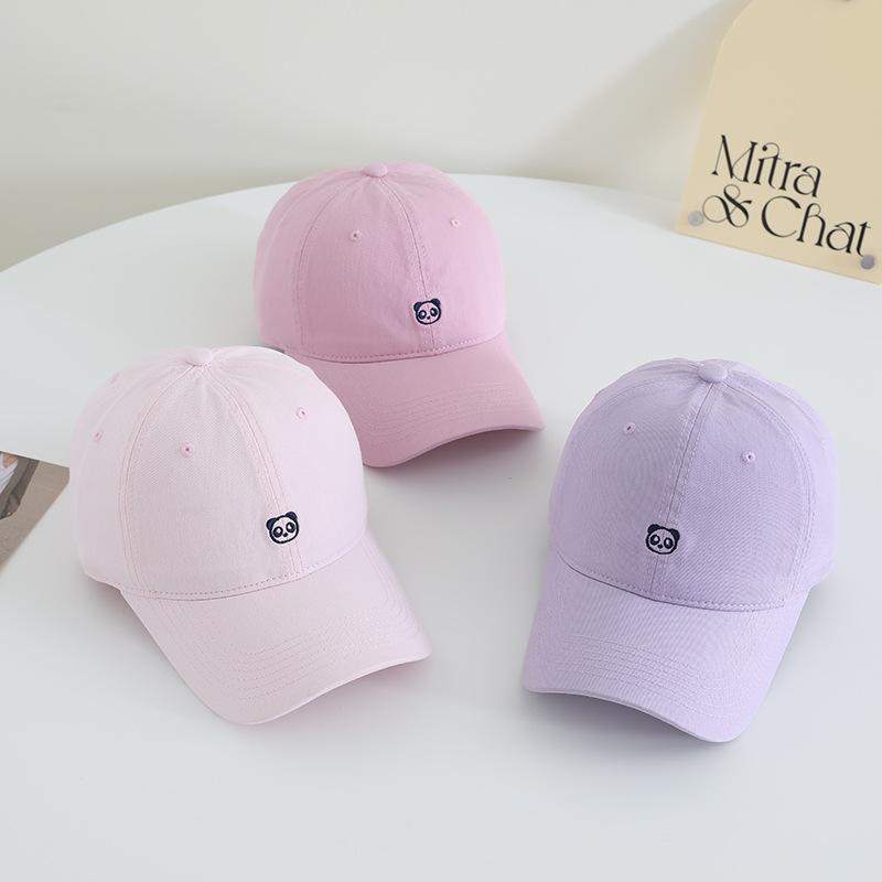 Cute Embroidered Little Panda Baseball Hat Korean Girls Pure Cotton Sun Protection Sun Hat Fashionable Versatile Baseball Hat