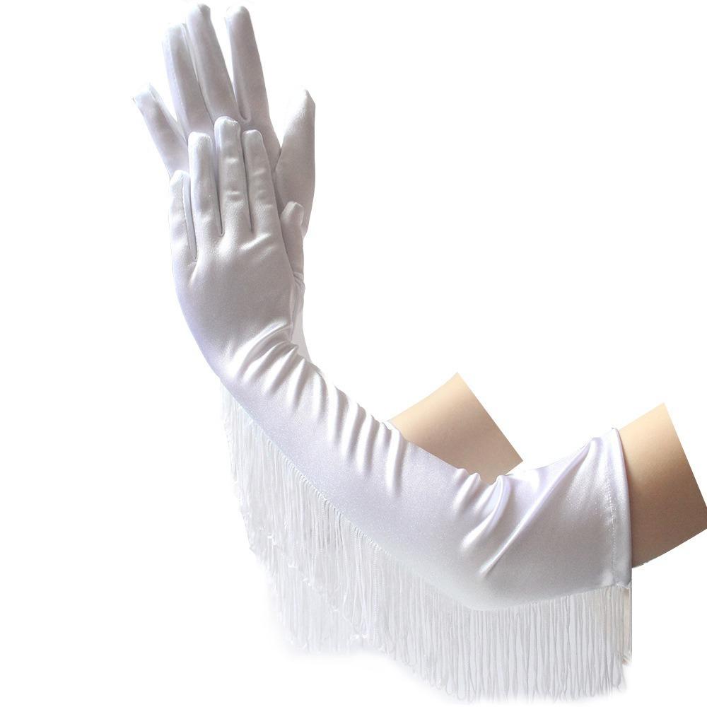 Musical Lady Long Gloves Stretch Stage Dance Mittens Costume Fringe Tassel Gloves  Girls