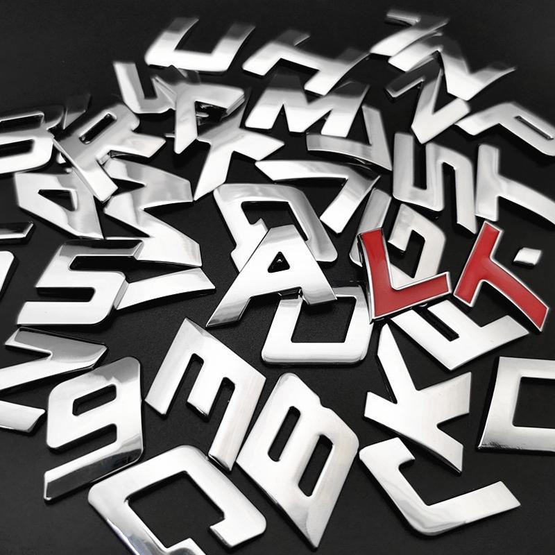 New 3D Metal 25mm Italic Car Letters Alphabet Emblem Numbers Chrome Labeling Auto Sticker Trunk Logo Letters Emblem Accessories