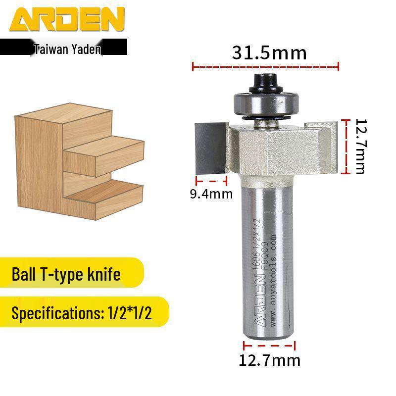 Taiwan Yaden T-Type Ball Bearing Edge Trimmer & Slotting Cutter for Woodworking