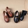 The First Layer of Cowhide Loafers Women's Autumn New Leather One-pedal Temperament Foam Platform Single Shoes Women's Muffin Women's Shoes