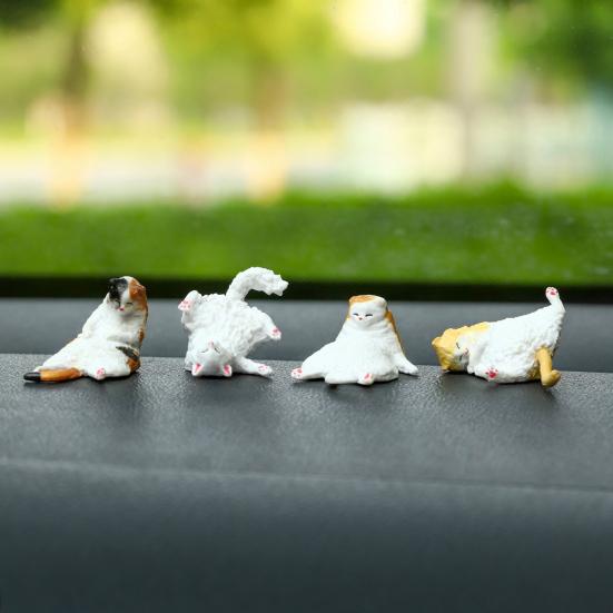 Dekorace na palubní desku auta Kočka Mini figurky spící koťátka na čelní sklo a konzoli Roztomilé PVC ozdoby Bezpečný rozkošný doplněk do interiéru auta