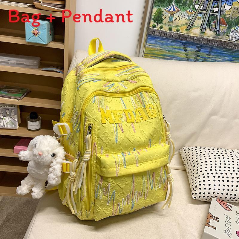 Girls Nylon School Backpack With Letter Pattern And Top Handle For School And Travel