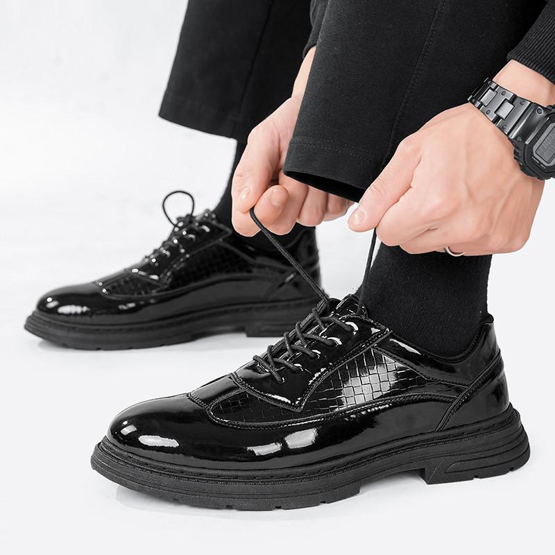 2025 Black Glitter Leather Shoes for Men Comfortable Soft Business Shoes Men Lace-up Casual Shoes Man Footwear Chaussure Hommes