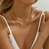 European and American hip-hop fashion temperament flat snake chain chain necklace simple and versatile multi-layer stacked wearing necklace men's
