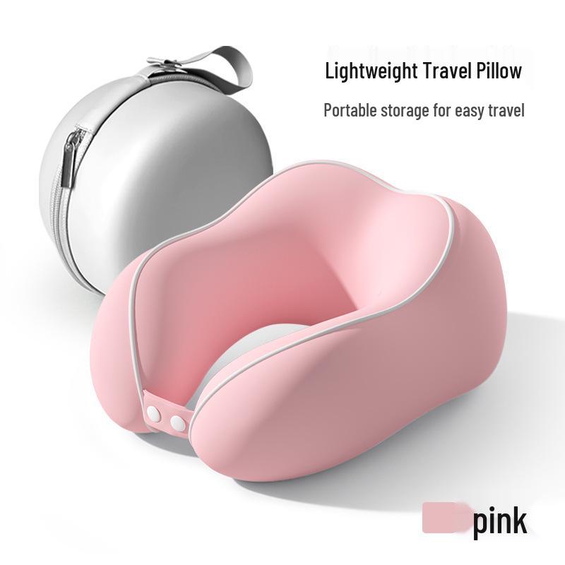 Almohada de Viaje Portátil con Espuma Viscoelástica en Forma de U para Cuello para Coche, Tren y Avión