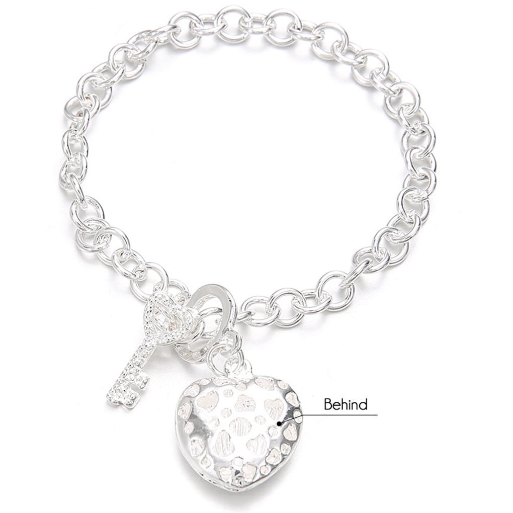 Hand Bracelet Silver Alloy Hand Bangle Heart-Shaped Pendant Chain Crystal Jewelry Decoration