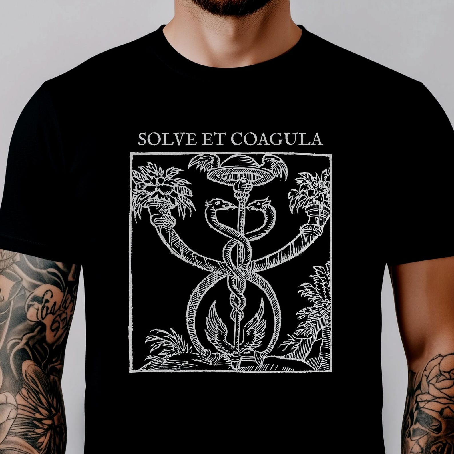 Solve et Coagula Shirt | Esoteric Alchemy T Shirt | Hermetic Symbolism Tee | Chaos Magick Goth Unisex Top | Light design Above text S