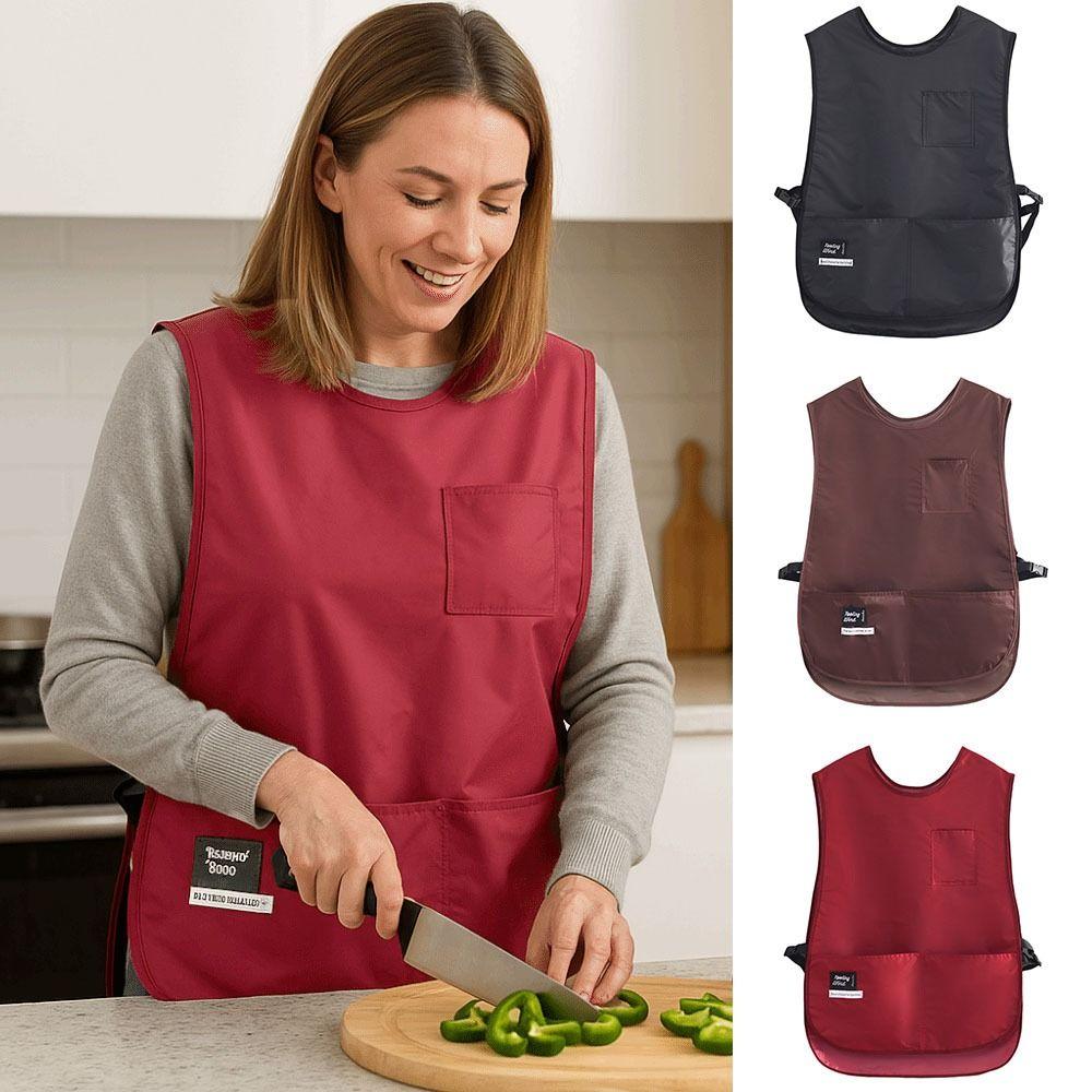PVC Oil-resistant Vest Apron Waterproof Cooking Baking Bibs Workwear Vest Chef Apron  Household