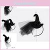 Stylish Lace Headband For Halloween Party French Vintage Witch Hat With Cartoon Ghost Elements Handcrafted)