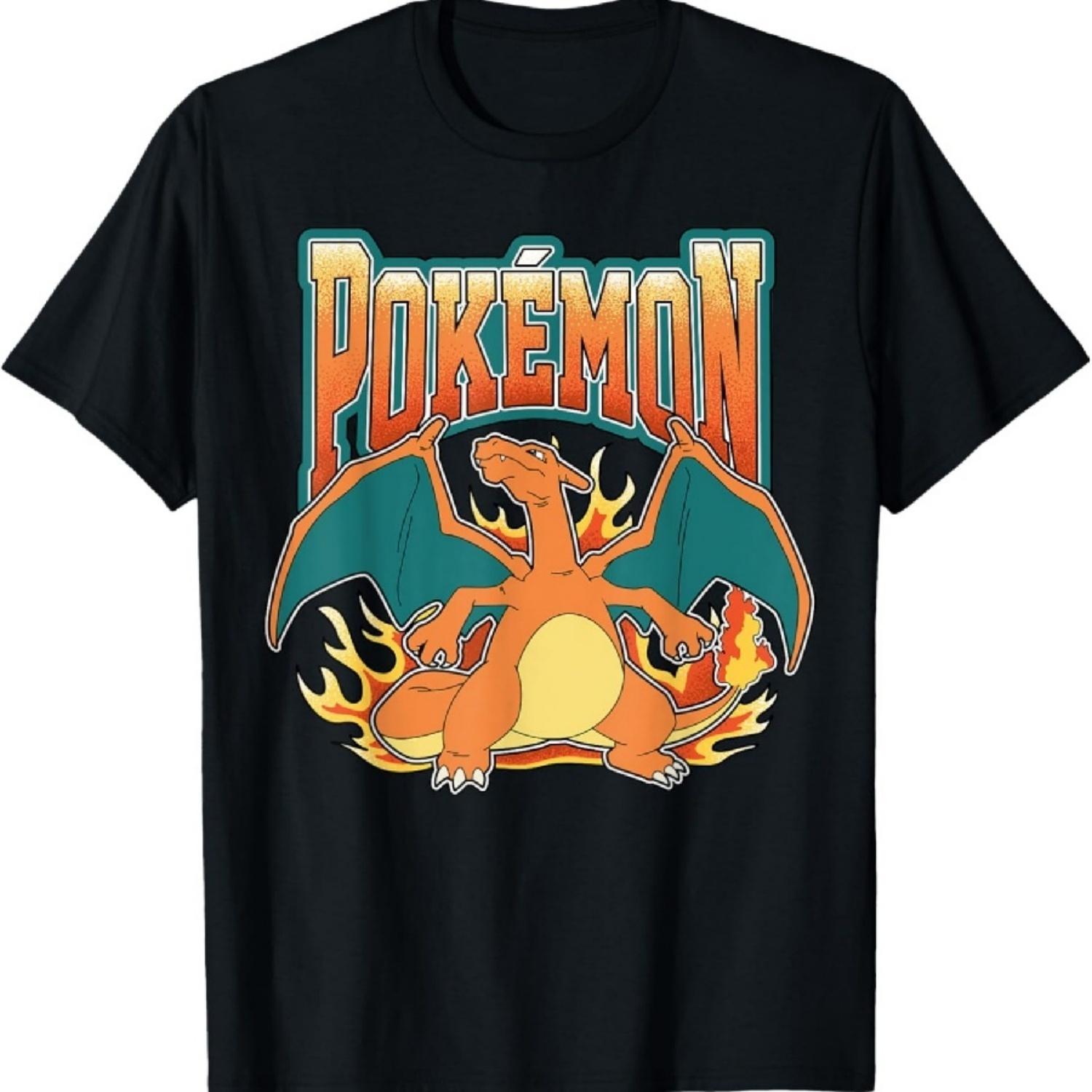 Pokémon - Charizard Fire Type Collegiate Flames T-Shirt S