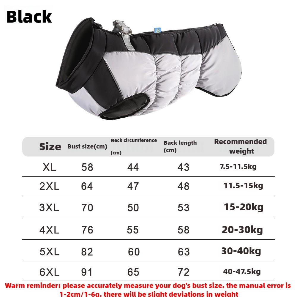 

Осенне-зимняя теплая светоотражающая одежда для питомцев, водонепроницаемая утолщенная одежда для собак, одежда для питомцев 4XL чёрный