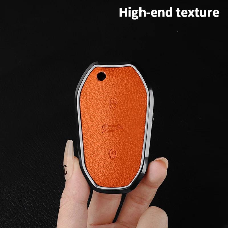 Metal And Leather Car Key Case Cover For Citroen C5 X C4L C6 C3-Xr Aircross 308 408 508 2008 3008 4008 5008 Ds 5Ls 4Saccessories