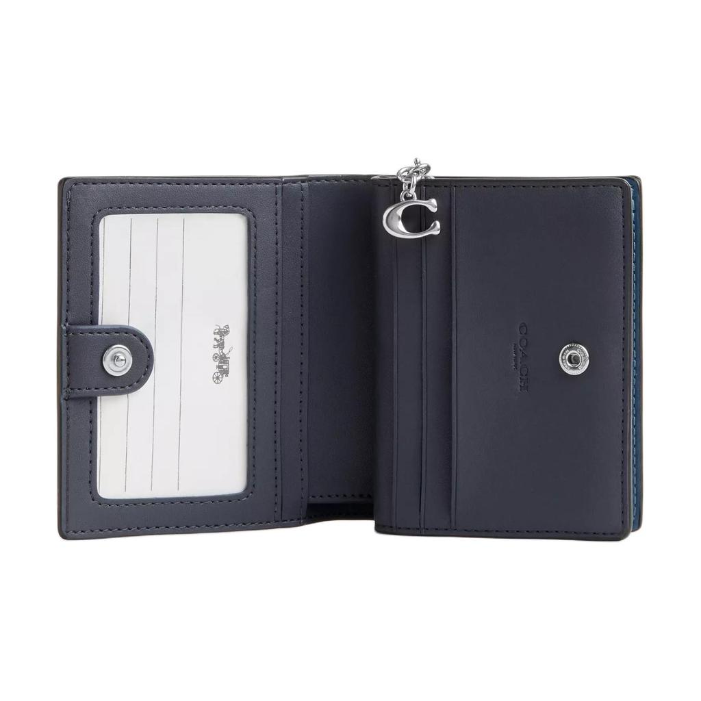 Coach Snap Wallet 10 Brand Logo Print Coated Canvas Wallet Regular Women Wallet Deep-Blue CAP13-SVD9