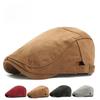 Unisex Retro Faux Suede Flat Cap British Style Solid Color Ivy Hat Adjustable Cabbie Driving Cap