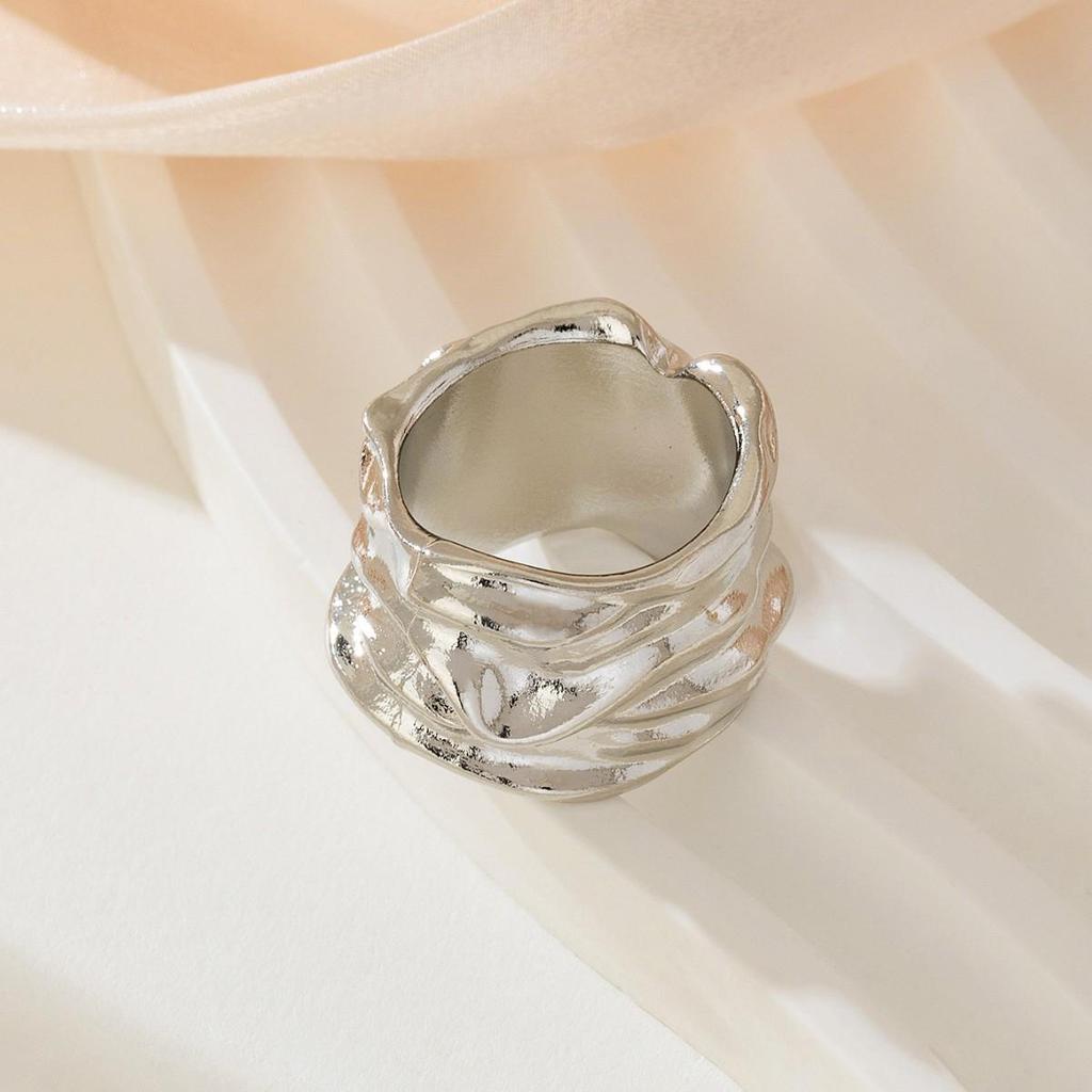 European & American Geometric Pleated Adjustable Retro Ring – Women's Trendy Hip Hop Punk Index Finger Ring