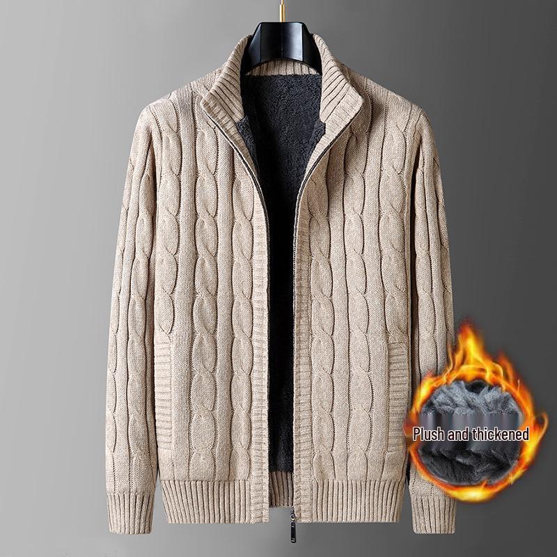 2025 Autumn Velvet-Lined Zipper Cardigan: Stylish, Comfortable, Versatile Wool Sweater