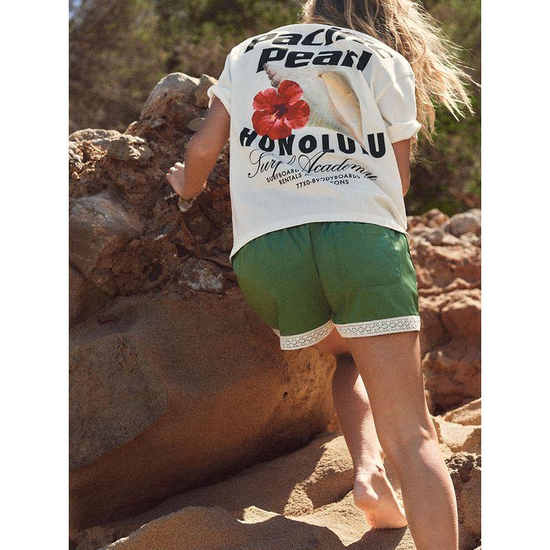 Za2025 Summer New Product Women's Clothes Casual Easiest for Match Minimalist Plaid Printed Round Neck Short Sleeve T-shirt 5643306