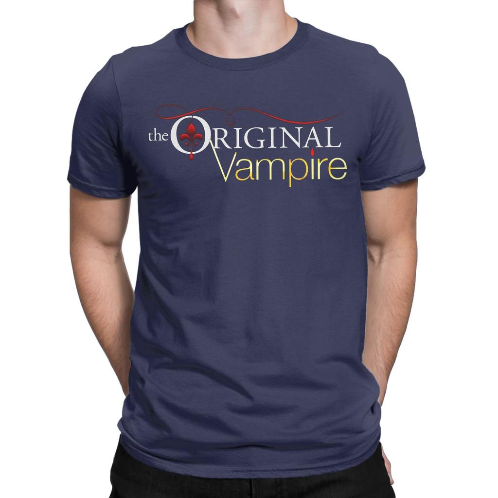 Vampire Diaries Damon Salvatore T-shirt för män Bomull Nyhet T-shirts Rundhals T-shirts Kortärmad Kläder Plus Size