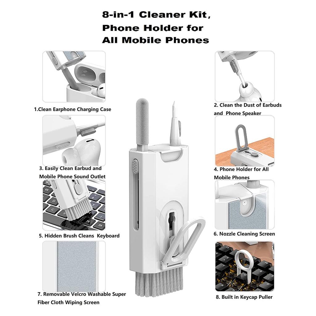 8-in-1 Multifunction Cleaning Brush Keyboards Cleaner Laptop Bluetooth-compatible Earphone Dust Remover Cleaning Tool