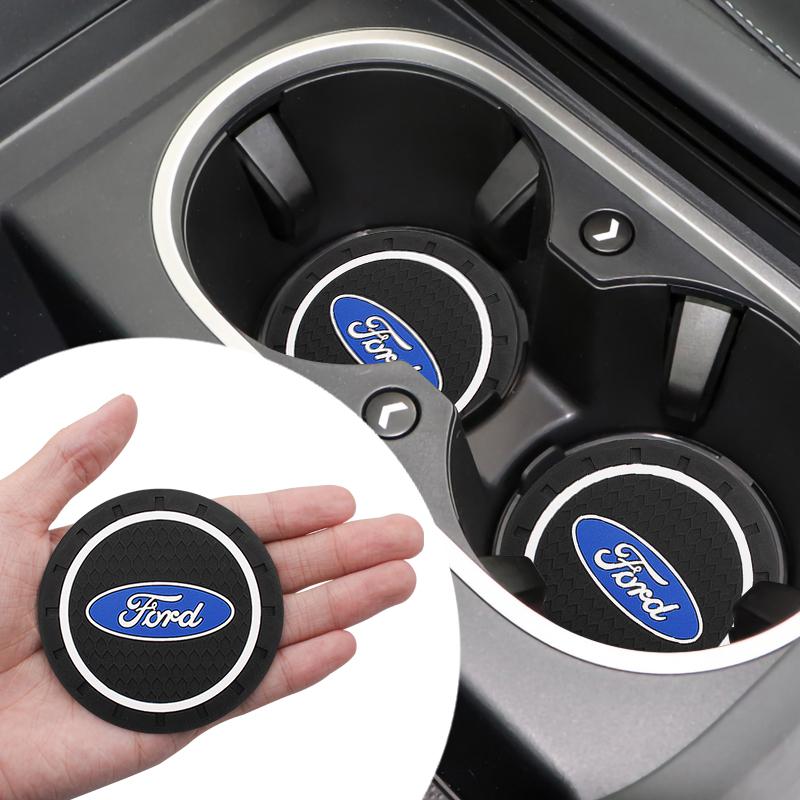 PVC Car Coasters Water Cup Slots Non-Slip Mat Water Cup Pad For Ford Fiesta Mondeo Fusion Escape Shelby Edge Kuga MK6 Accessorie CVX1