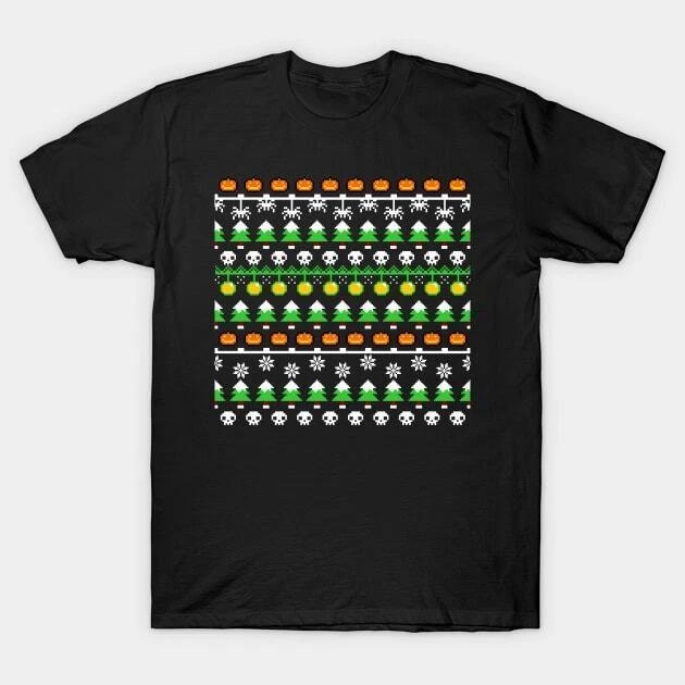 HORROR XMAS PATTERN Made in Australia T-Shirt XL