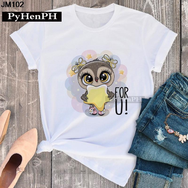 Simple Fashion Owl Youth Summer T-shirt Men s and Women s Short Sleeve Fashion Short Sleeve T-shirt Oversized T Shirt  Tops Tee L