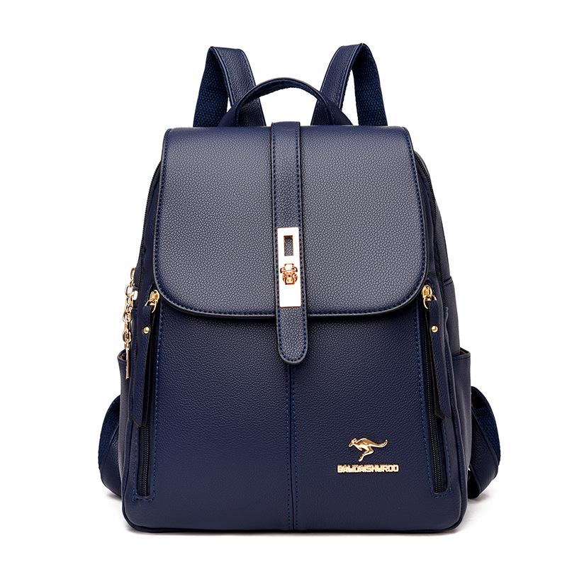 2025 Women's Versatile Korean Style Soft Leather Backpack - Large Capacity, Simple Design