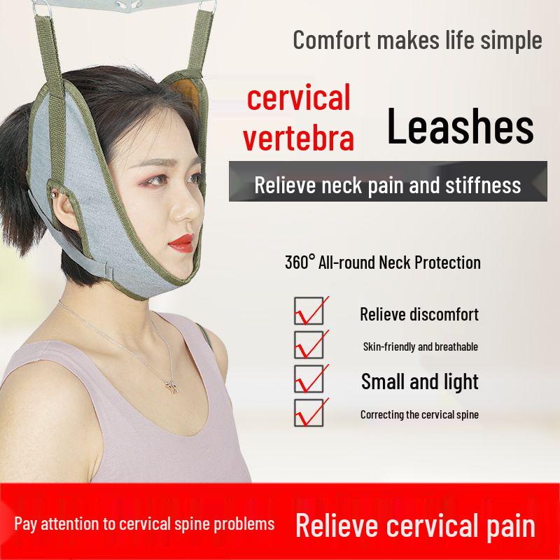 Cervical Traction Belt with Neck Band, Adjustable for Adults & Children, Breathable Neck Protector with Traction Chair