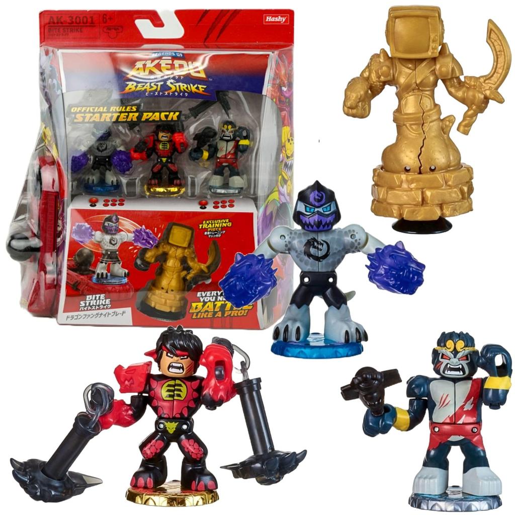 AKEDO [Official Japanese Product] Hassey Top-in Bite Strike Starter Pack (3 Figures + Training Machine)
