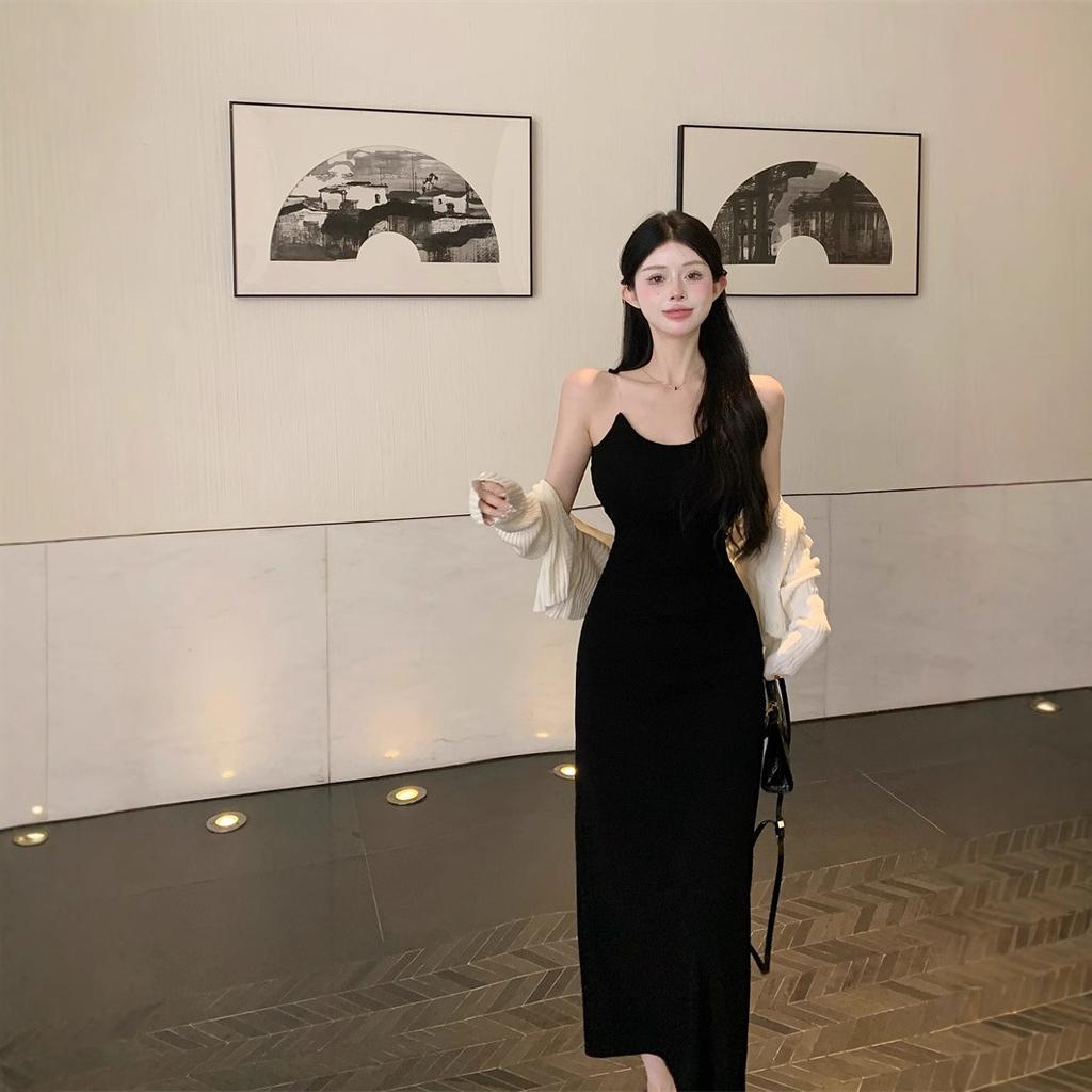 New invisible shoulder strap suspender dress women's clothing summer spice girl sexy skirt temperament hip skirt long dress