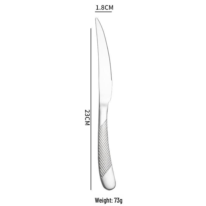 Gilded Star Diamond Stainless Steel Tableware Set: Steak Knife, Fork, Spoon, and Teaspoon