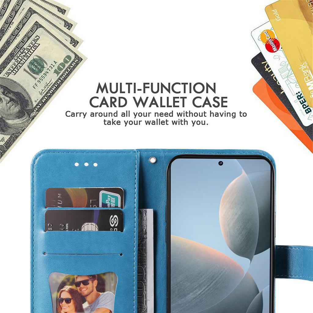 Für Xiaomi 14T Hülle Blumenmuster PU Leder Brieftasche Ständer Handyhülle