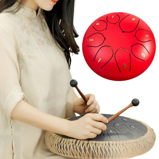 Steel Tongue Drum Rain Chime Hand Drums Sound Healing Instruments Chakra Tank Drum for Musical Education Meditation Yoga Zen