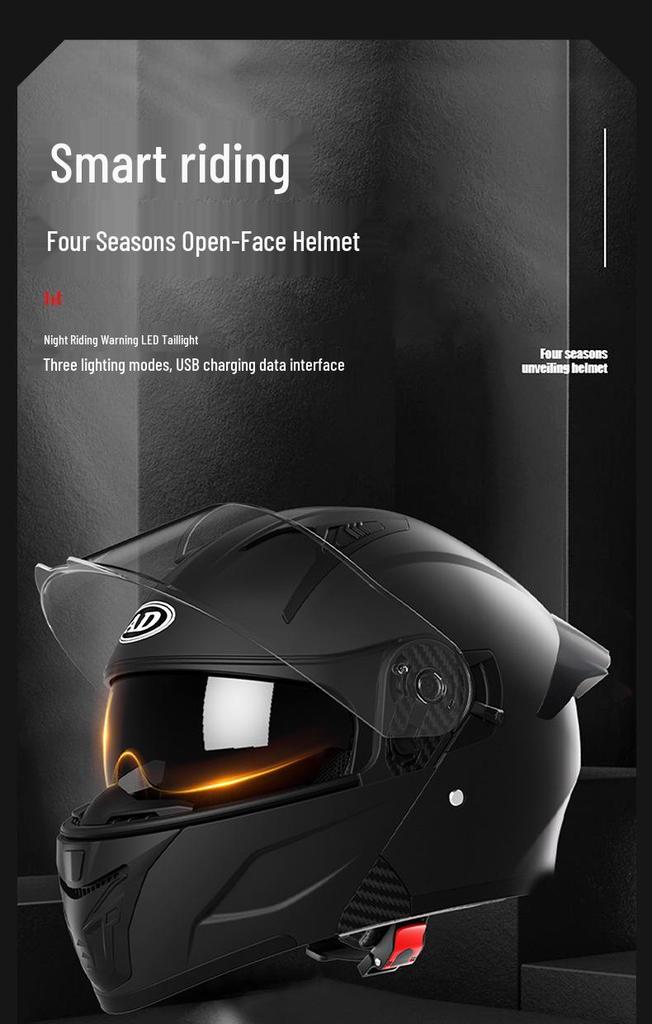 DOT Certified Unisex Flip-up Motorcycle Helmet: Stylish, All-Season Safety Taillight Design