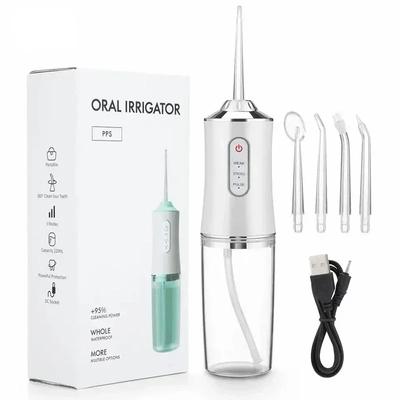Irigator oral Ață dentară portabilă cu jet de apă reîncărcabil cu jet de ață dentare cu 4 vârfuri 220 ml cu 3 moduri de curățare a dinților