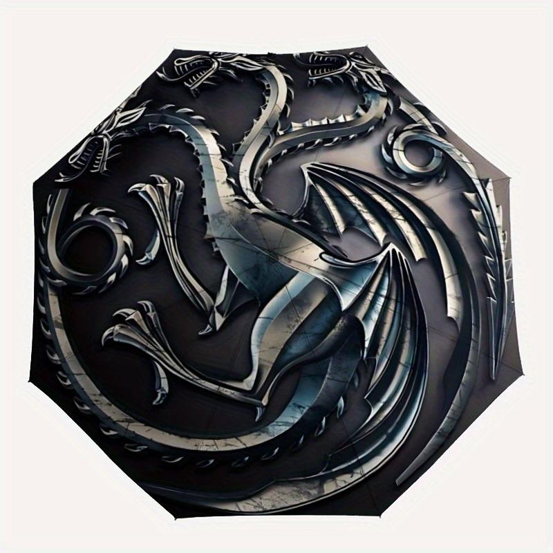 1pc Game of Thrones House Targaryen Windproof Automatic Cute Windproof Umbrella, Lightweight for Women/Men, Perfect Christmas Gift a0811199
