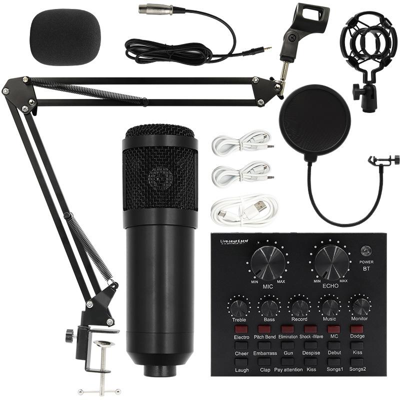 BM800 Condenser Microphone Microphone Net Red Anchor Computer Recording Bracket Large Diaphragm Live Broadcast Set BM800 Full Plastic Single Wheat