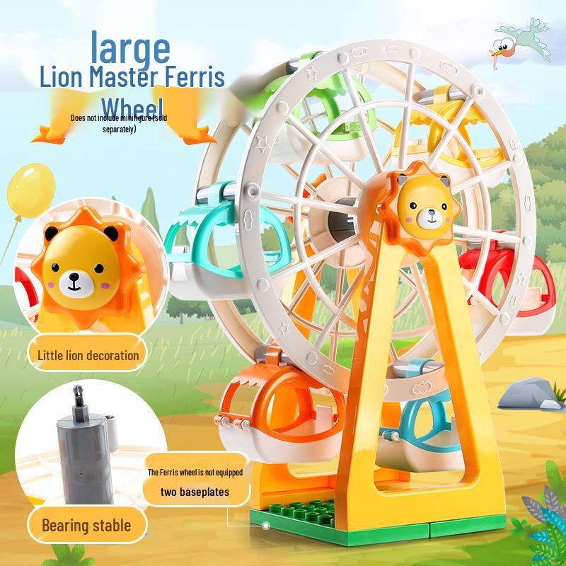Rotating Windmill & Ferris Wheel Building Blocks Toy for Kids